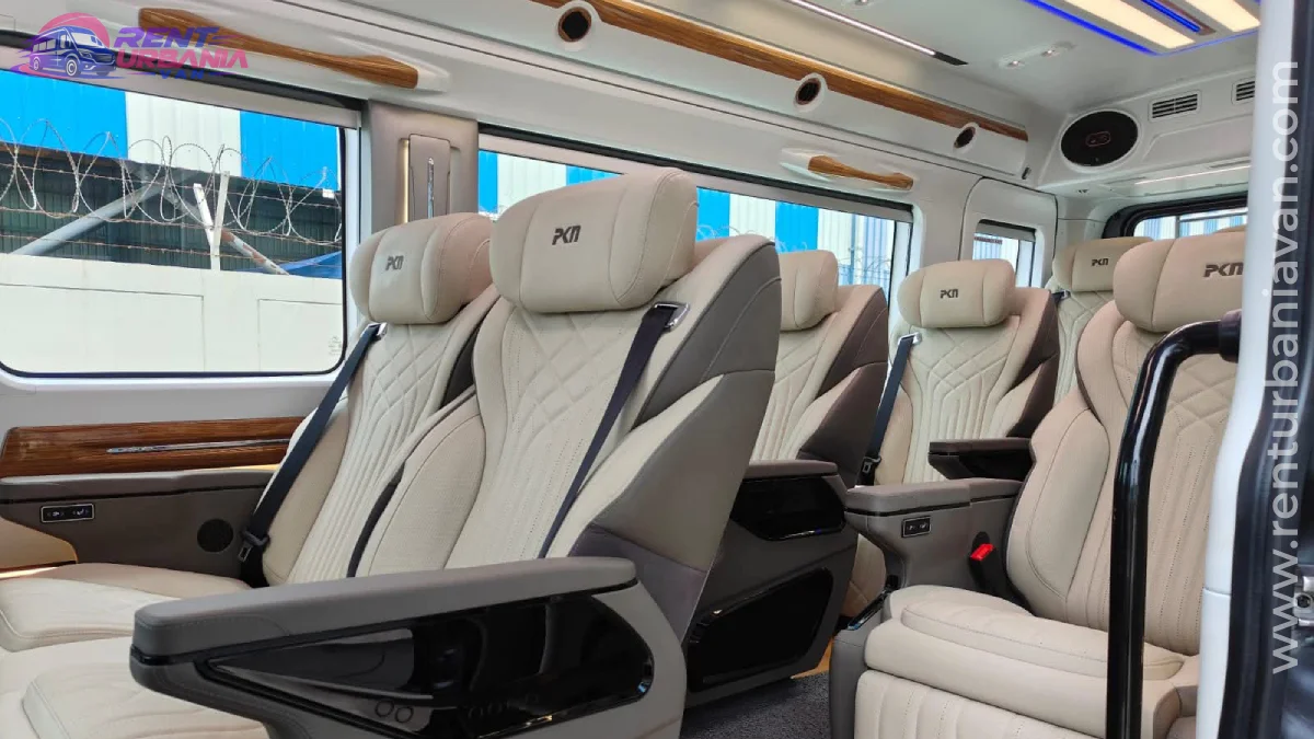 Premium Urbania Van Seats in Jaipur Premium reclining seats inside Urbania van available for rent in Jaipur